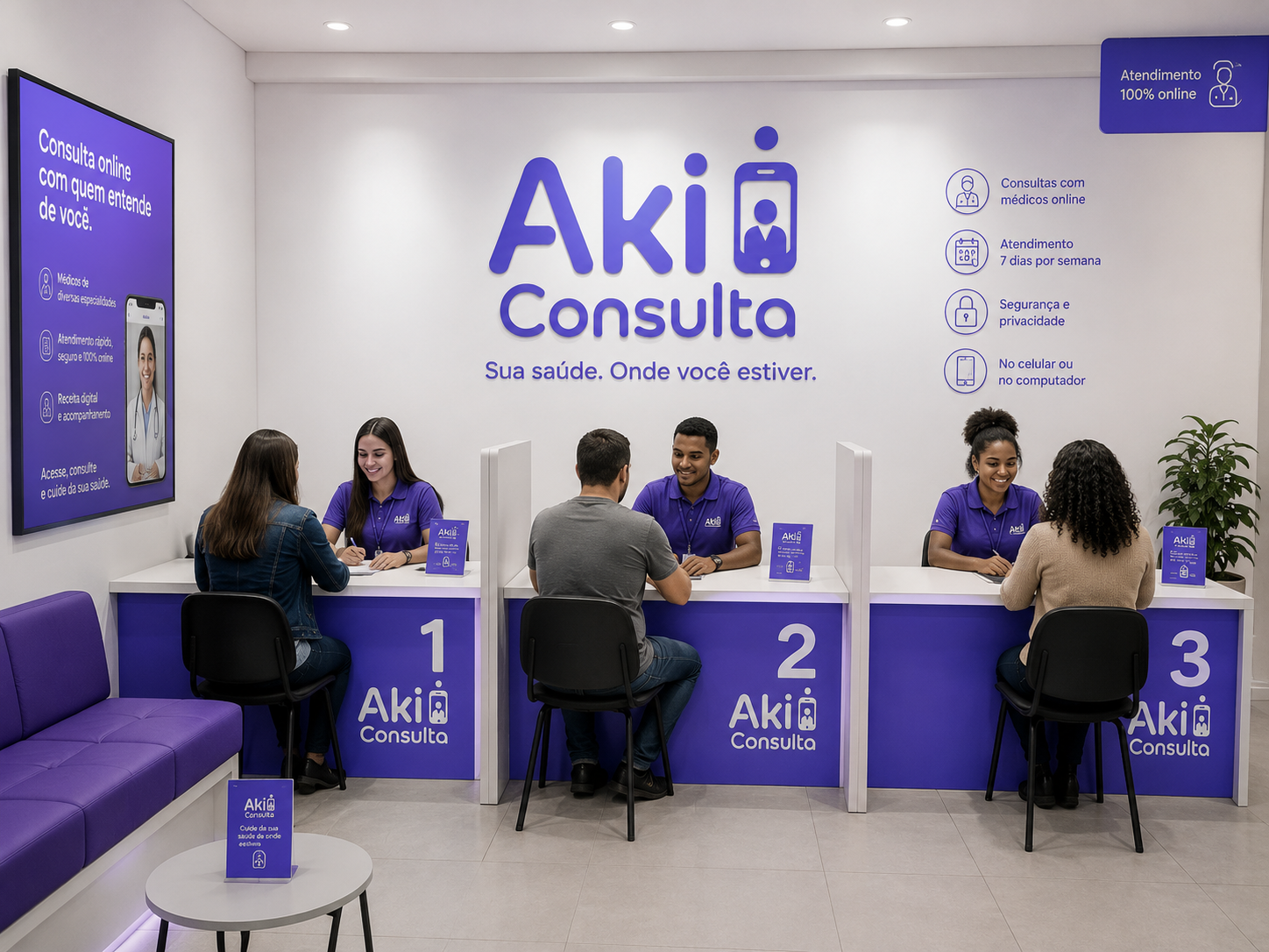 Atendimento da equipe Aki Consulta